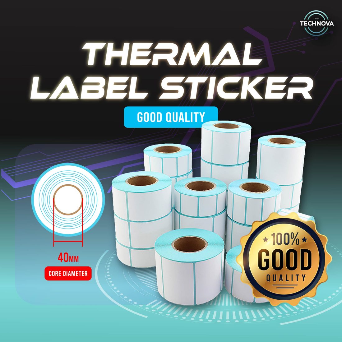 Technova GQ general purpose thermal label sticker rolls