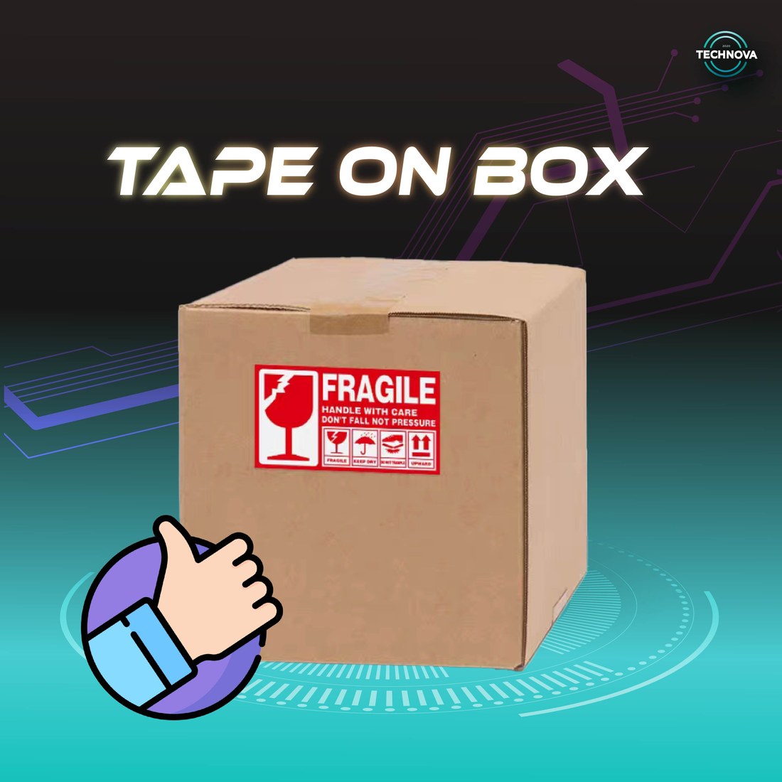 Fragile warning label stuck on a delivery carton