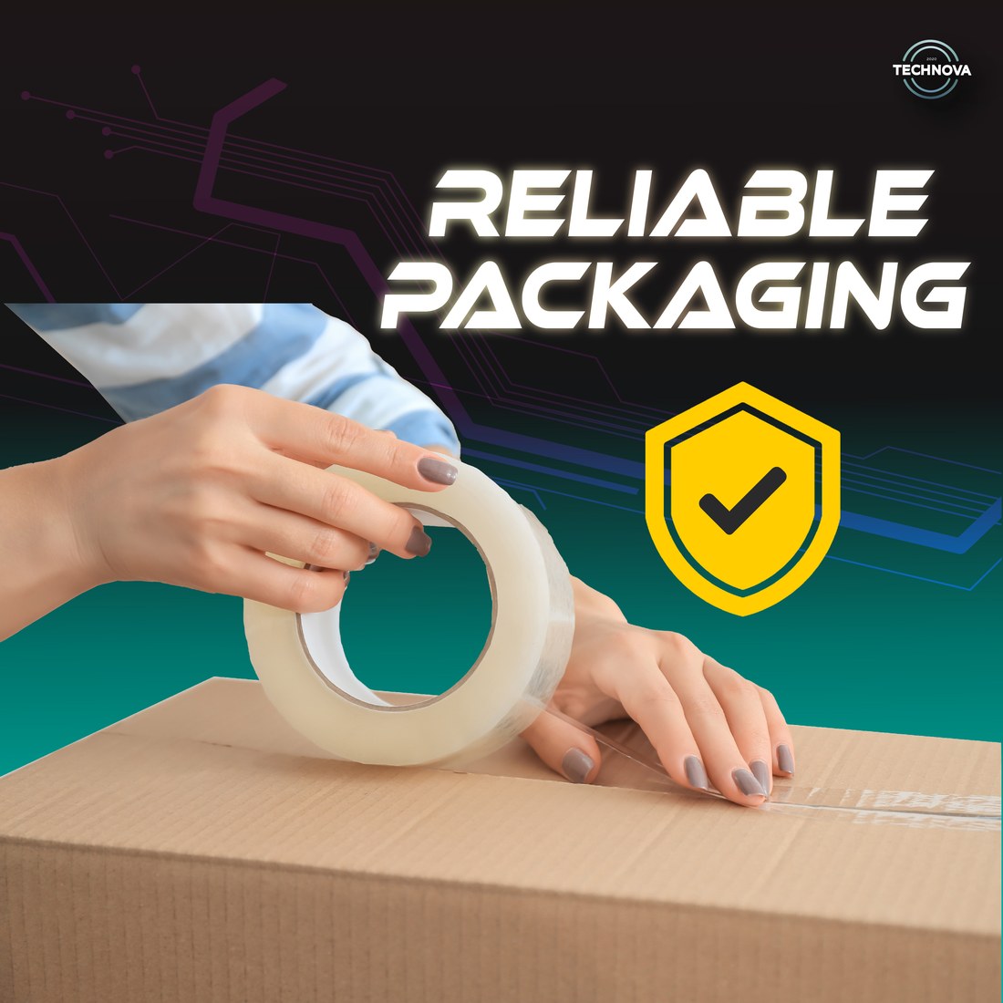 Transparent tape being used to seal a delivery carton
