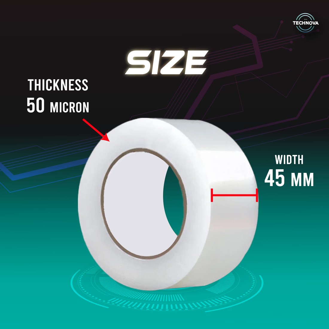 Transparent tape thickness 50 micron, width 45mm