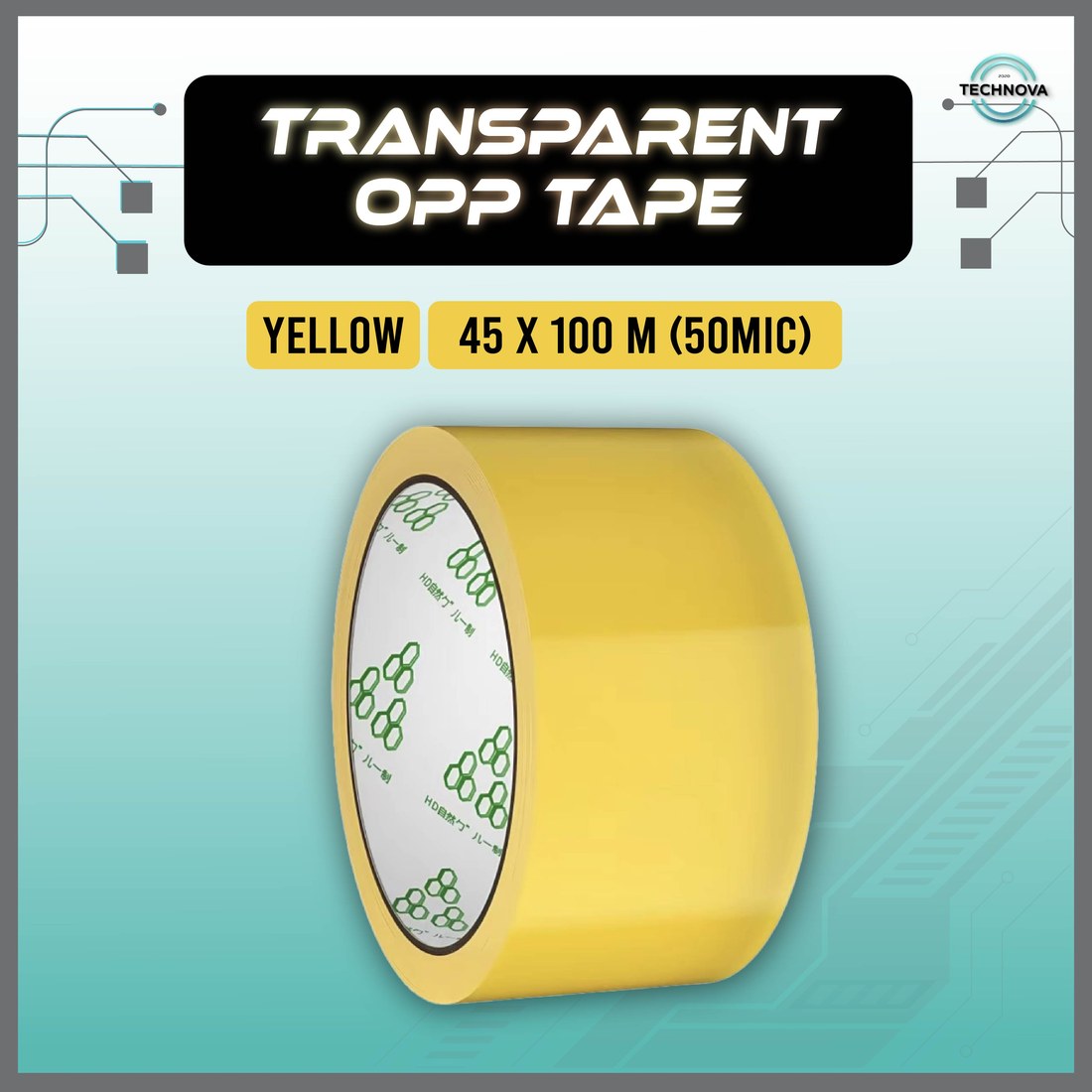 Technova yellow OPP packing tape roll