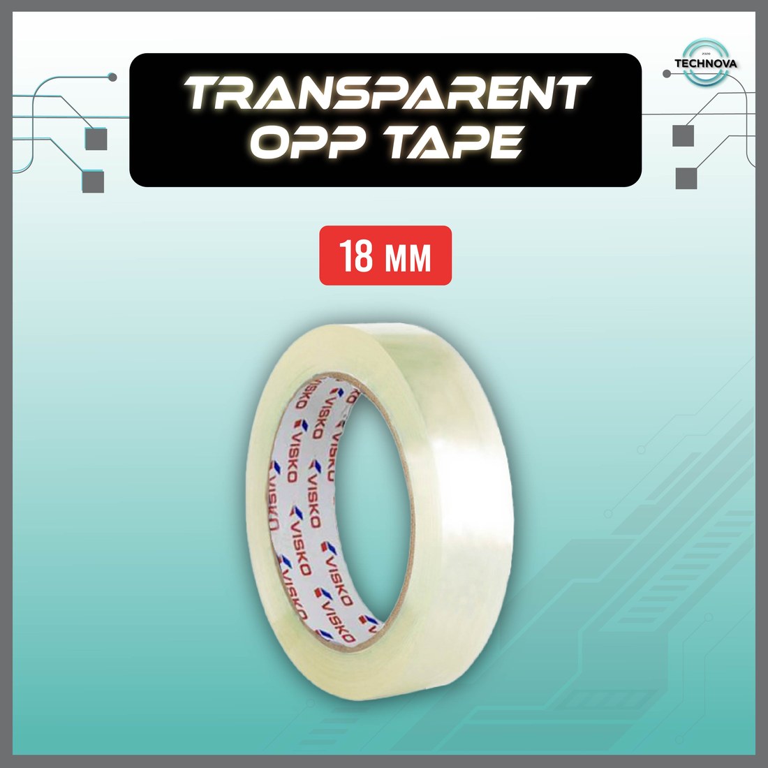 Visko transparent stationery tape roll, 18mm width