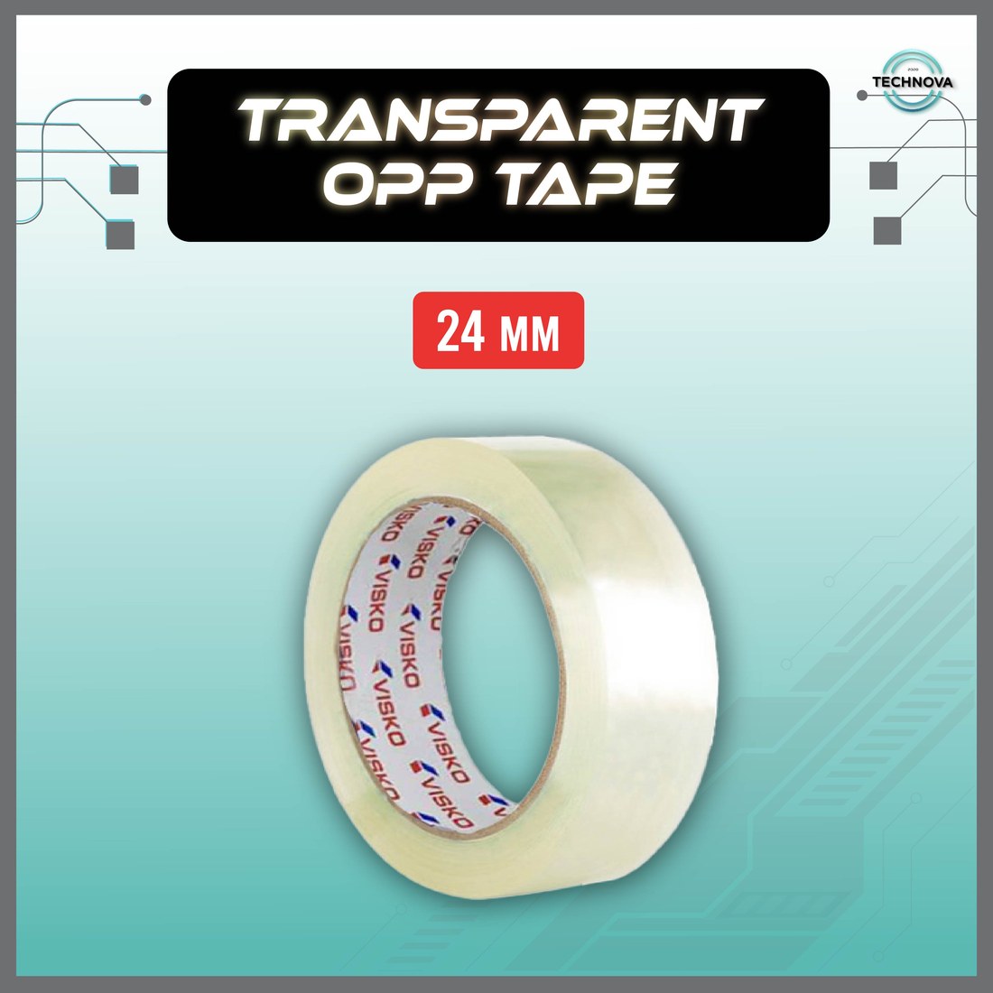 Visko transparent stationery tape roll, 24mm width