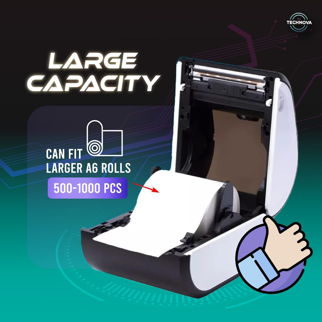 Aimo D520 thermal printer side view