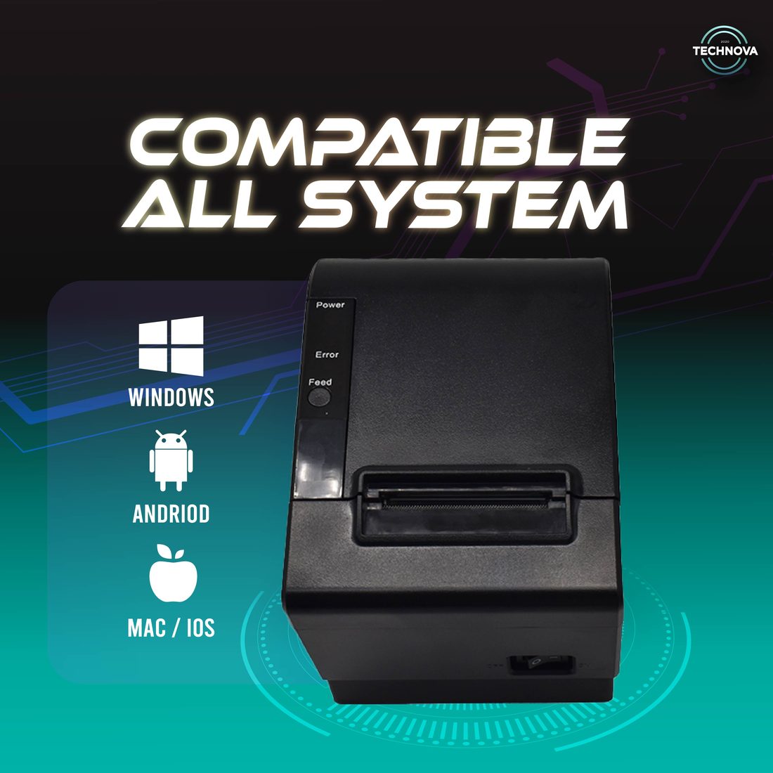 KP58DC thermal receipt printer printing a receipt