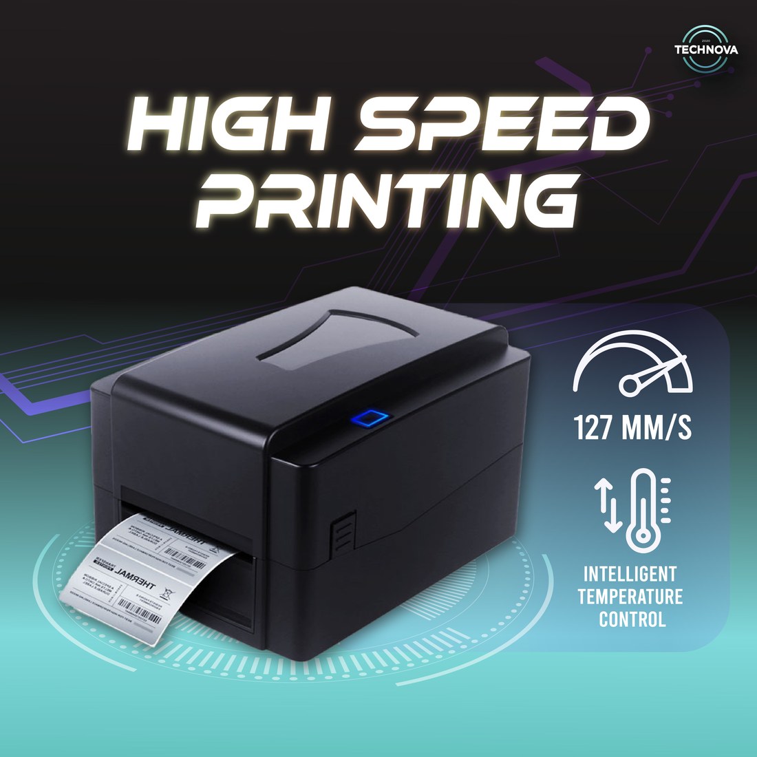 T4301 printer printing a durable thermal transfer label