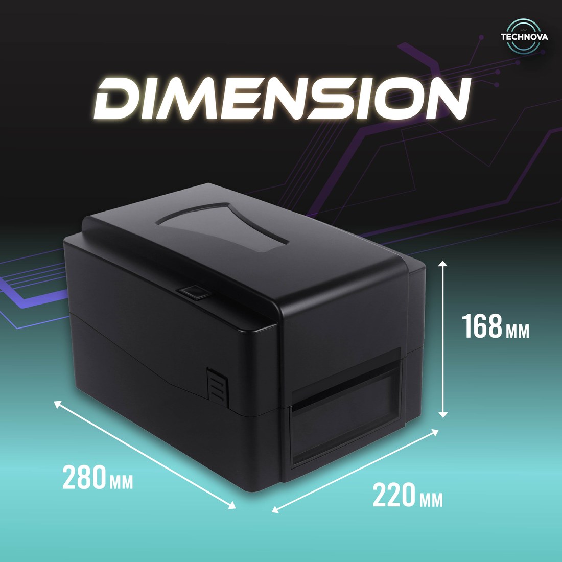 T4301 printer dimensions, 280 x 220 x 168mm