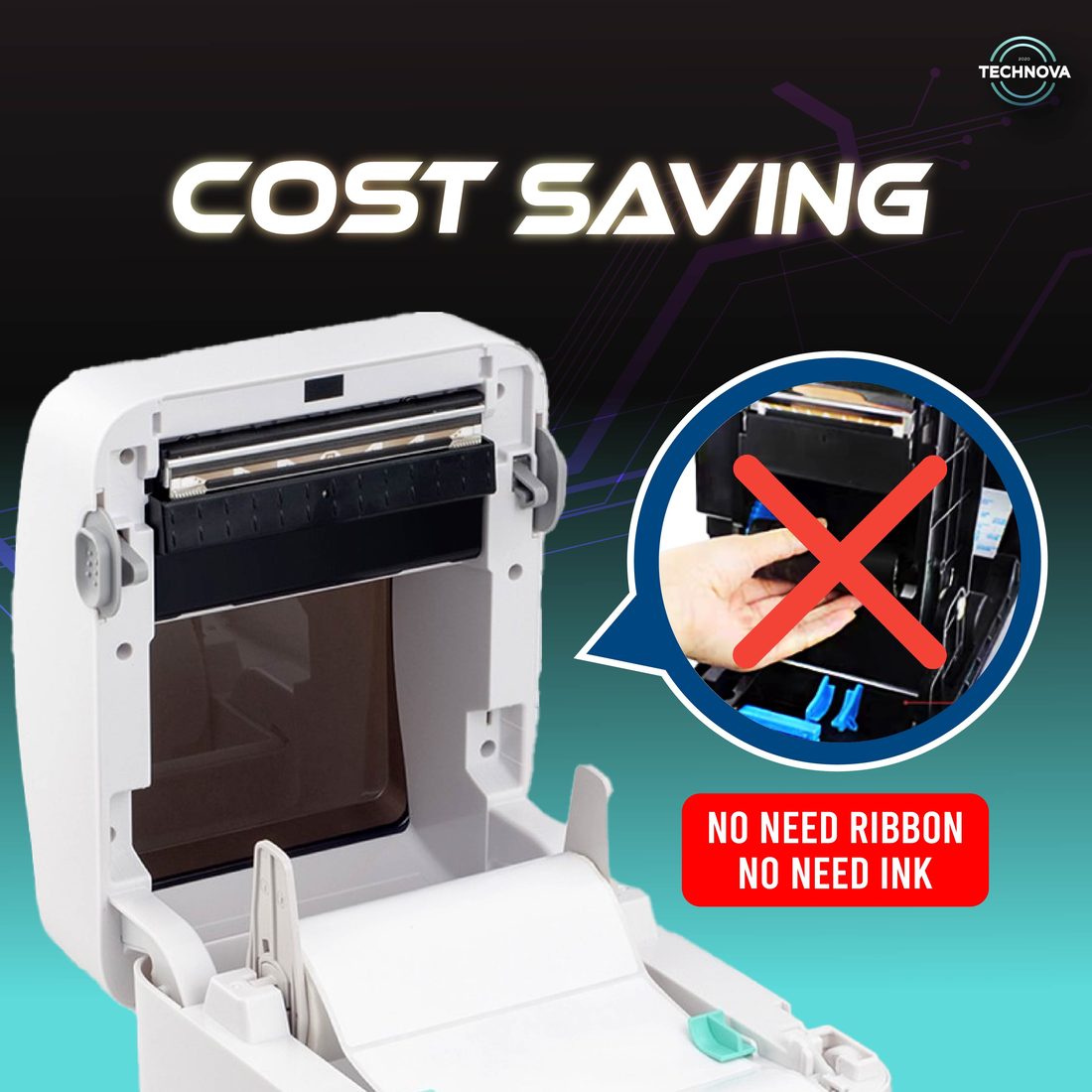 XP-420B thermal printer printing a label