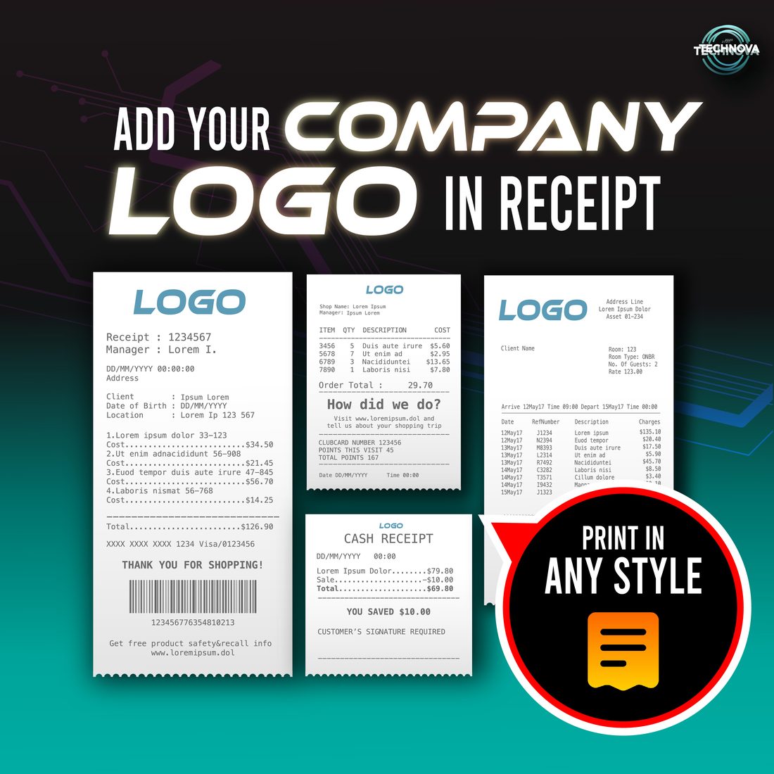 ZY808 thermal receipt printer side view
