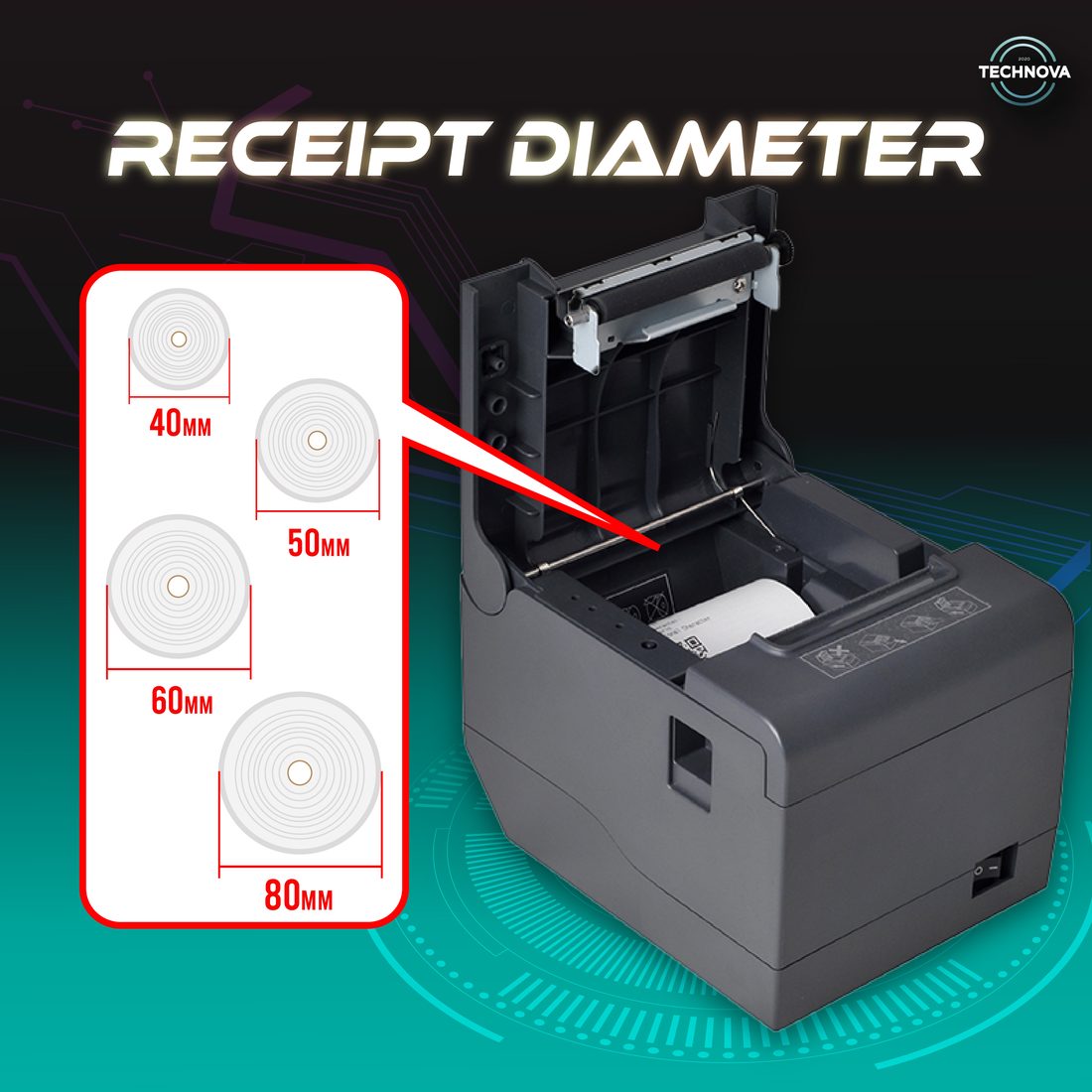 ZY808 thermal receipt printer printing a receipt