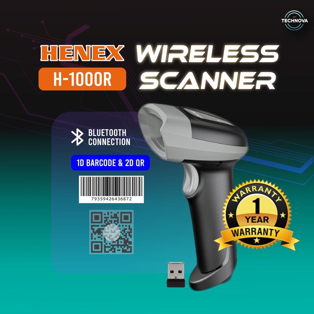 Technova HENEX H-1000R wireless barcode scanner