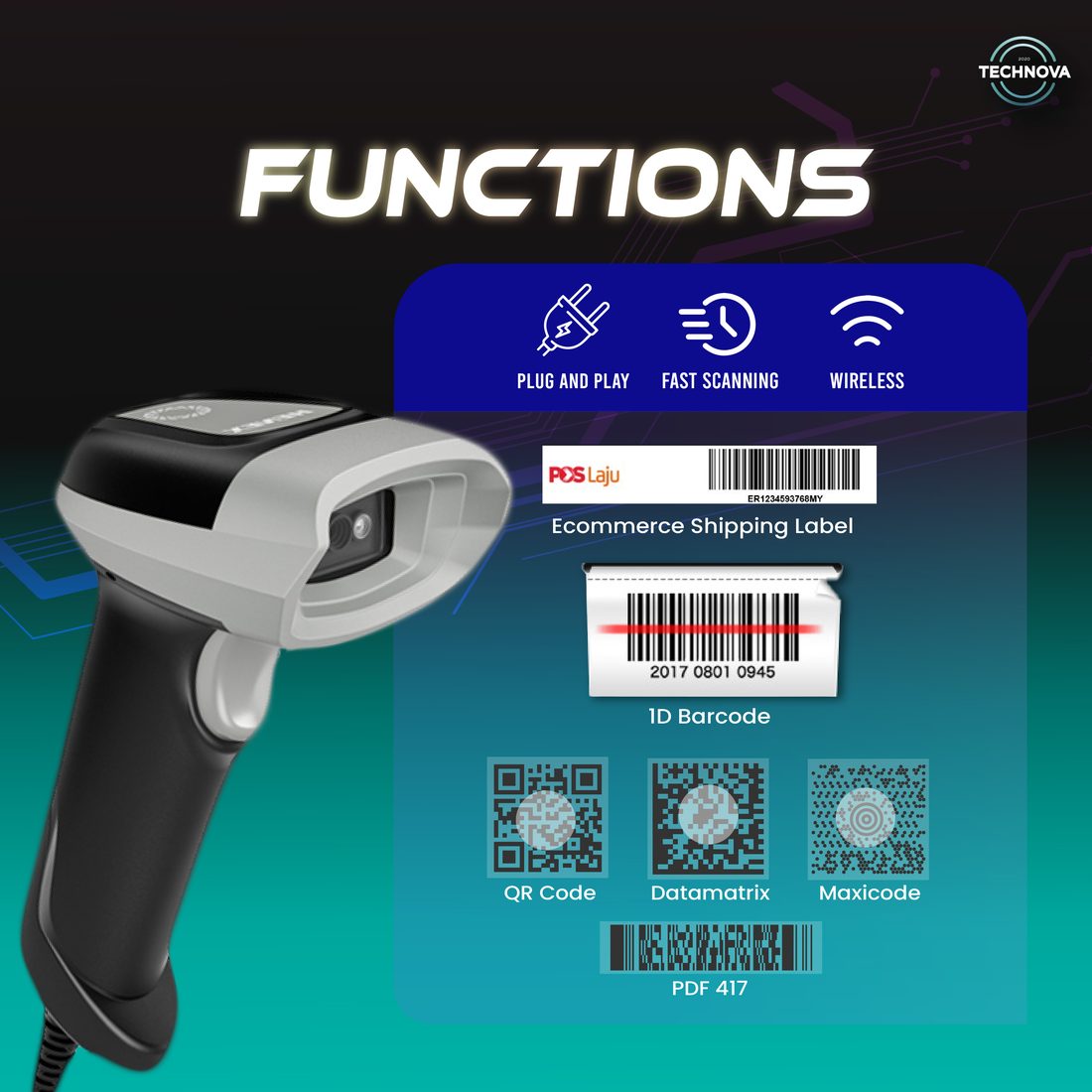 HENEX H-1000R scanner with USB wireless dongle