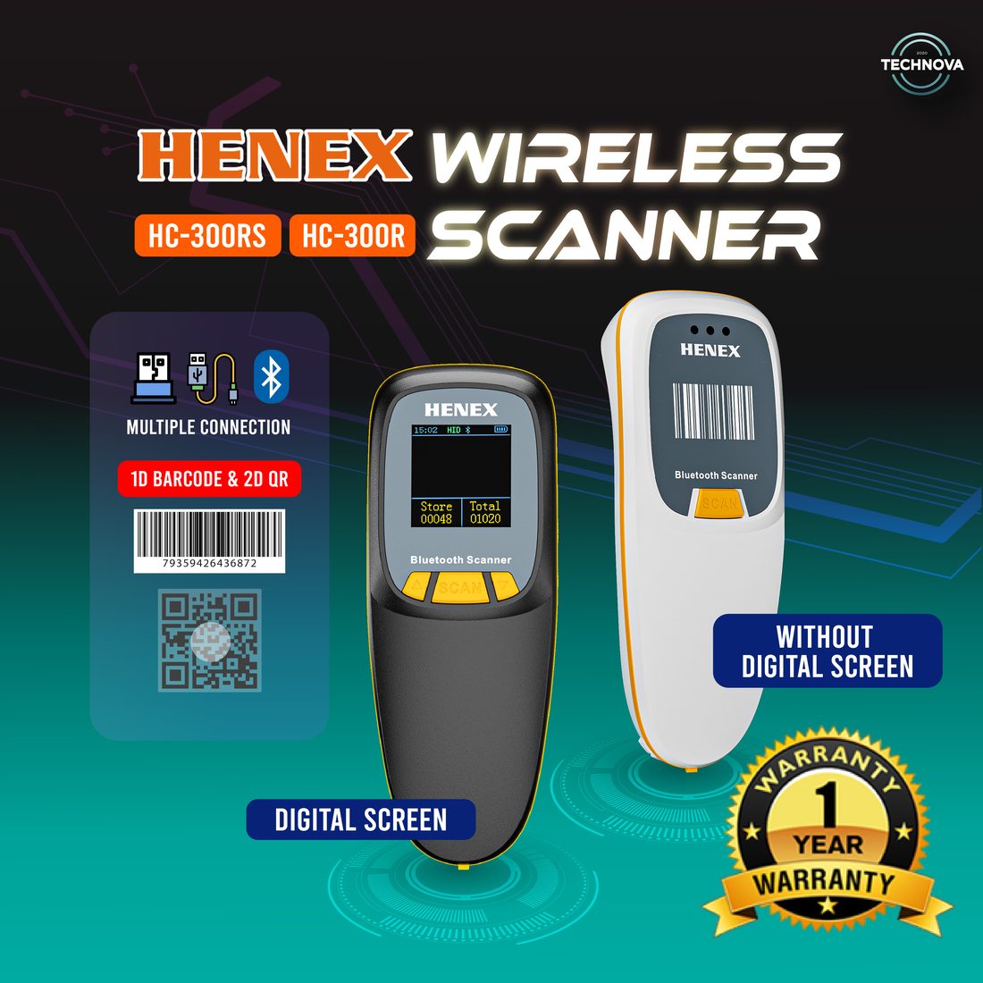 Technova HENEX HC-300R wireless barcode scanner