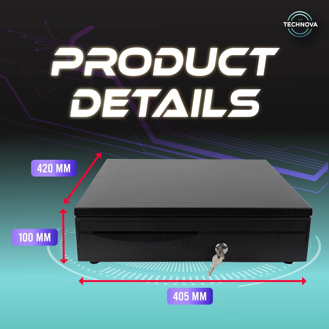 Cash drawer dimensions 420 x 405 x 100mm