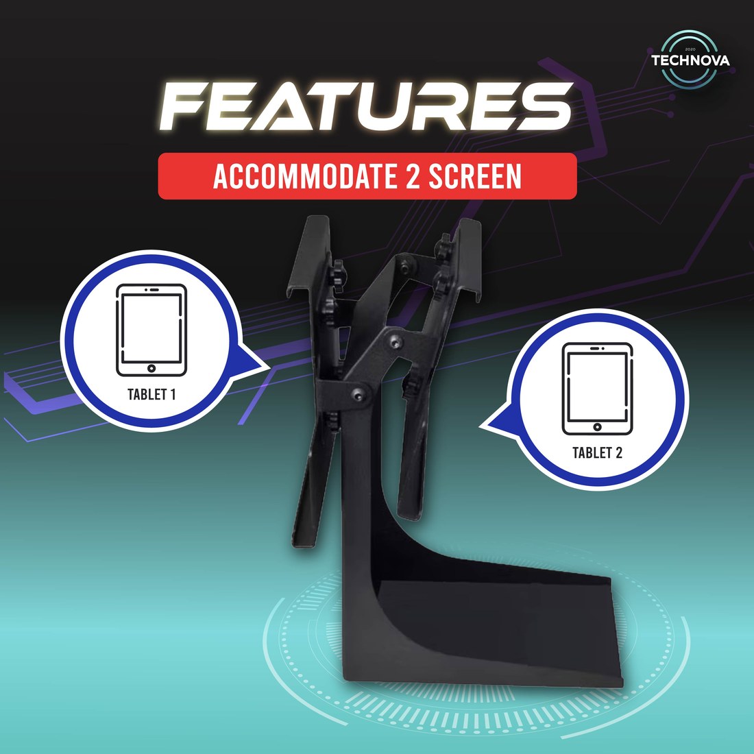 PS-20 dual screen version accommodates two tablets, one for cashier and one for customer-facing display