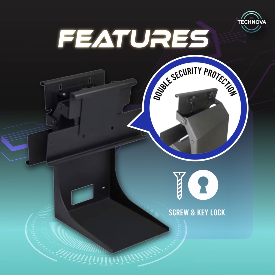 PS-20 double security protection with screw fixing and key lock on the tablet enclosure